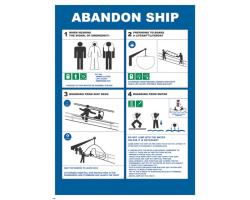 Abandon Ship IMO Poster - IMO Poster Detailing Procedures for Abandoning Ship - IMO-Compliant Poster for Ship Abandonment