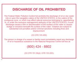 Oil Discharge USA IMO Poster - IMO Poster for Prohibition of Oil Discharge - Discharge of Oil Prohibited IMO Poster 