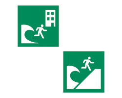 Tsunami Evacuation Safety Sign - Tidal Wave Emergency Safety Signage - Tsunami Emergency Evacuation Escape Route Signs