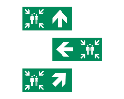 Assembly Point Land / Onshore Direction Safety Signs - Onshore Assembly Point Orientation Safety Markers - Assembly Point Land Directional Signs