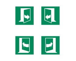 Door Opens by Pulling / Pushing Safety Sign - Escape Route Sign Directions for Opening Door - Open Door by Pull / Push Instructional Safety Signage