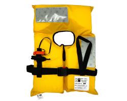 ADULT SOLAS + MER UK Hi-Vis Crew Passenger Lifejacket -   M.E.D. 2014/90/EU, SOLAS-L.S.A. Code, IMO MSC.81(70) - 150 Newton Hi-Visibility Yellow Foam Passenger >43kg Lifejacket - 02010