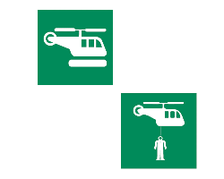 Helicopter Landing / Pick Up Area Safety Sign - Escape Route Signs for Helicopter Landing or Pick Up - Safety Signage Indicating Location of Helicopter Landing or Pick Up 