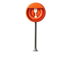Lifebuoy, Line, Housing & GRP Pole - Hard-Surface Set for Fixing Directly to Hard Ground  - Lifering , Cabinet , Throwing Line and GRP Base Plate Pole