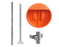 Premium Range 24" & 30" Lifebuoy Housing Set with Galvanised Pole, Rail Clamps
