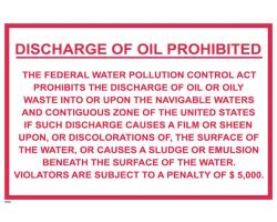 Discharge of Oil Prohibited IMO Poster - IMO Poster Prohibiting Discharge of Oil or Oily Waste - Federal Water Pollution Oil Discharge IMO Poster 