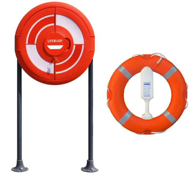 Lifebuoy, Line, Cabinet with Doors and GRP Poles x 2